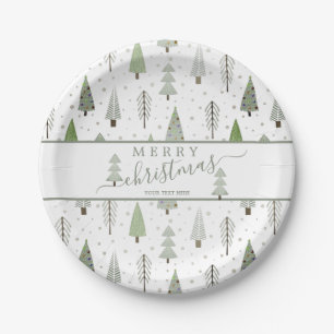 Moderne kerstbomen Script MERRY CHRISTMAS Papieren Bordje