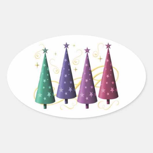 Moderne kerstbomen Stickers (Voorkant)