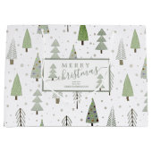 Moderne kerstbomen VROLIJK KERSTSCRIPT Wijze Groot Cadeauzakje (Voorkant)