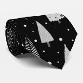 Moderne kerstbomen - zwart grijs patroon stropdas (Opgerold)