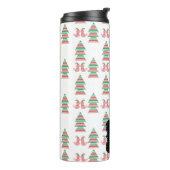 Moderne kerstboom Elf Cats Snowflakes Thermosbeker (Gedraaid links)