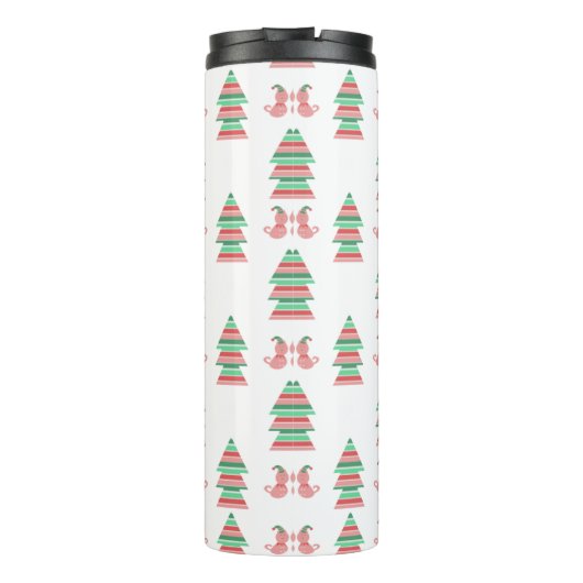 Moderne kerstboom Elf Cats Snowflakes Thermosbeker (Achterkant)