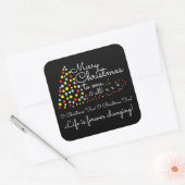 Moderne kerstboom, feestvierkant sticker (Envelop)