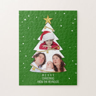 Moderne kerstboom foto Collage Green Legpuzzel