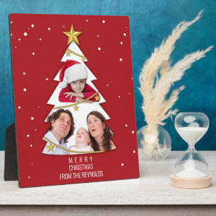 Moderne kerstboom Foto Collage Red Fotoplaat