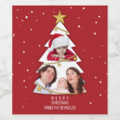 Moderne kerstboom Foto Collage Red Wijn Etiket (Enkel label)