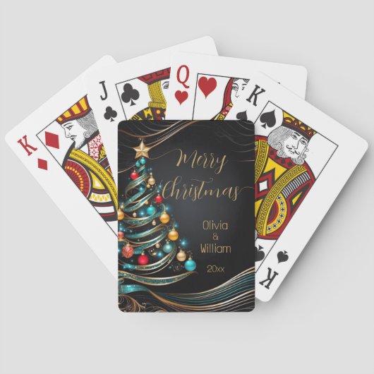 Moderne kerstboom gepersonaliseerd pokerkaarten (Achterkant)