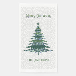 Moderne kerstboom Groen Wit Gepersonaliseerd Servet