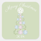 Moderne kerstboom in drie parelkleuren vierkante sticker (Voorkant)