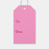 Moderne kerstboom in roze pepermuntstrepen cadeaulabel (Achterkant)