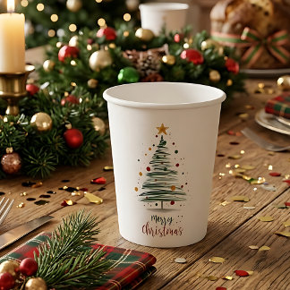 Moderne Kerstboom met Kwaststreek Papieren Bekers