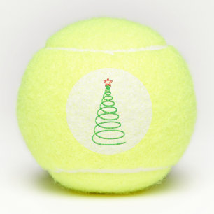 Moderne kerstboom met Red Star Holiday Tennis Tennisballen