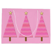 Moderne kerstboom met roze en koraalbaars large cadeauzakje (Achterkant)