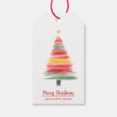 Moderne kerstboom met Waterverf Cadeaulabel (Voorkant)