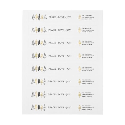 Moderne kerstboom met zwarte en gouden liefde (Vel)