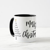 Moderne kerstboom met zwarte en witte kerst mok (Voorkant links)