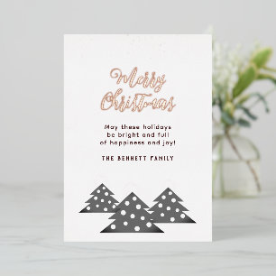 Moderne Kerstboom Minimalistisch Gouden Roos Folie Feestdagenkaart