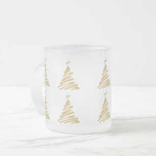 Moderne Kerstboom Nep Goud Folie Matglas Koffiemok