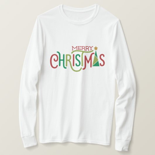 Moderne kerstboom rood groen t-shirt (Design voorkant)