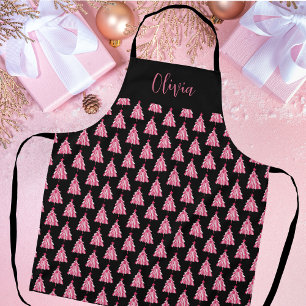 Moderne Kerstboom Roze Zwart Schort