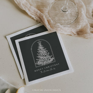 Moderne Kerstboom Schets Boog Boho Vakantie Servet