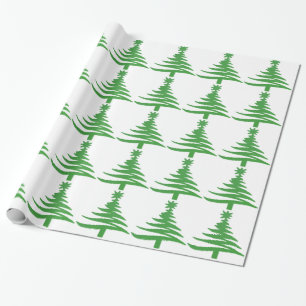 Moderne Kerstboom Sjabloon Print Groen Cadeaupapier