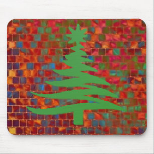 Moderne Kerstboom Sjabloon Print Groen Muismat