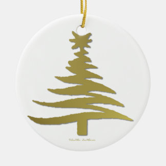 Moderne Kerstboom Sjabloonprint Goud Keramisch Ornament