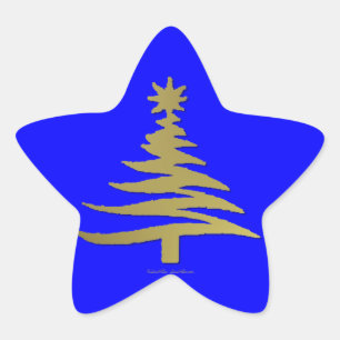 Moderne Kerstboom Sjabloonprint Goud Ster Sticker