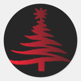 Moderne Kerstboom Sjabloonprint Rood Ronde Sticker