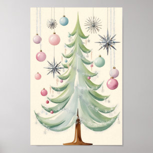 Moderne kerstboom uit de middeleeuwen poster