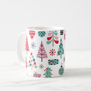 Moderne kerstboom vrolijk vakantiepatroon koffiemok