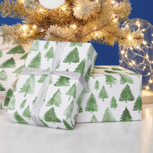 Moderne kerstboom waterverf dennen groene sfeer cadeaupapier