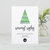 Moderne kerstboom - waterverf script Business Feestdagenkaart (Staand voorkant)