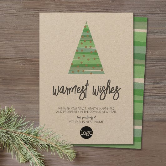 Moderne kerstboom - waterverf script Business Feestdagenkaart
