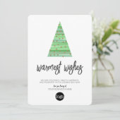 Moderne kerstboom - waterverf script Business Feestdagenkaart (Staand voorkant)