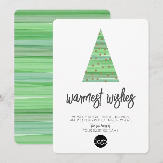 Moderne kerstboom - waterverf script Business Feestdagenkaart (Voorkant / Achterkant)