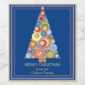 Moderne kerstboom wijn etiket (Enkel label)