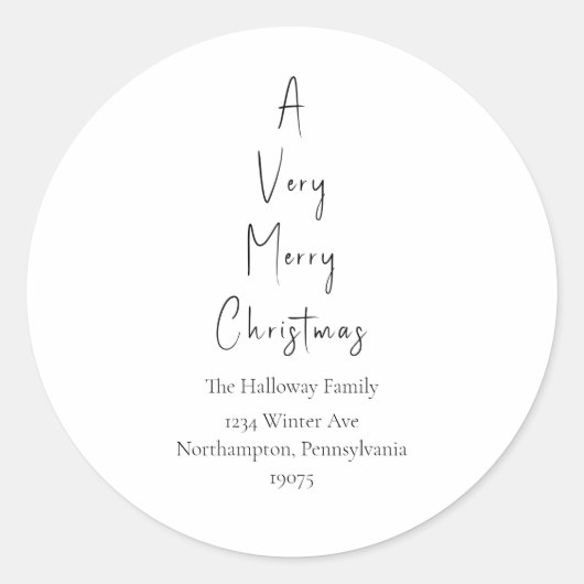 Moderne kerstboomenvelopzegels ronde sticker (Voorkant)