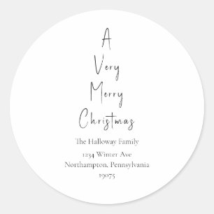 Moderne kerstboomenvelopzegels ronde sticker