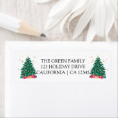 Moderne kerstboomfeestdag - Terugzendadres label (Insitu)