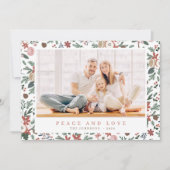 Moderne kerstboomflessen botanisch patroon feestdagenkaart (Voorkant)