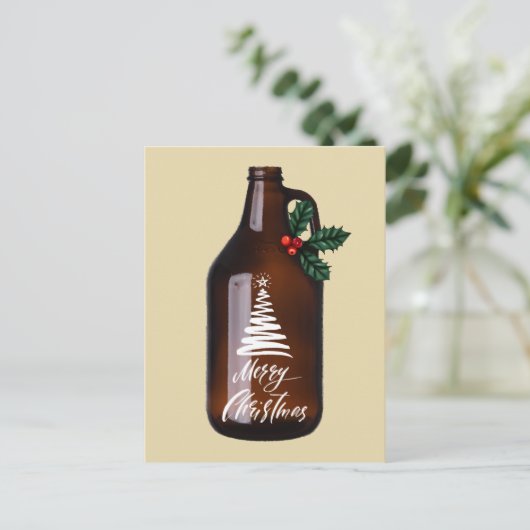 Moderne kerstboomgaard Beer Jug Holiday Briefkaart (Staand voorkant)