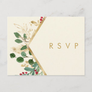 Moderne kerstboomgaard Cream Song Request RSVP Briefkaart