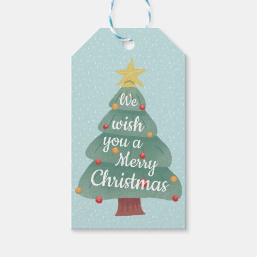 Moderne kerstboomkerst cadeaulabel (Voorkant)