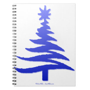 Moderne kerstboomklep Afdrukblauw Notitieboek