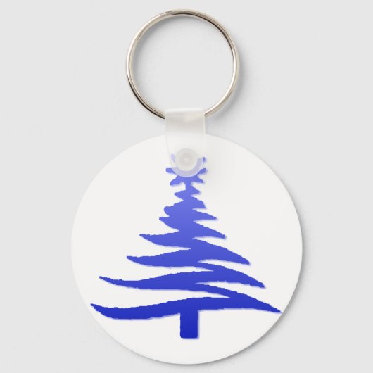 Moderne kerstboomklep Afdrukblauw Sleutelhanger (Voorkant)