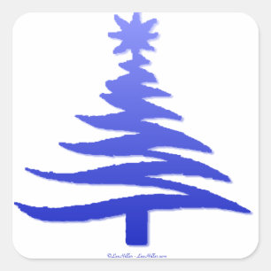 Moderne kerstboomklep Afdrukblauw Vierkante Sticker