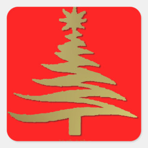Moderne kerstboomklep - Gold afdrukken Vierkante Sticker