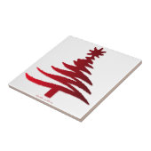 Moderne kerstboomkleur Rood afdrukken Tegeltje (Zijkant)